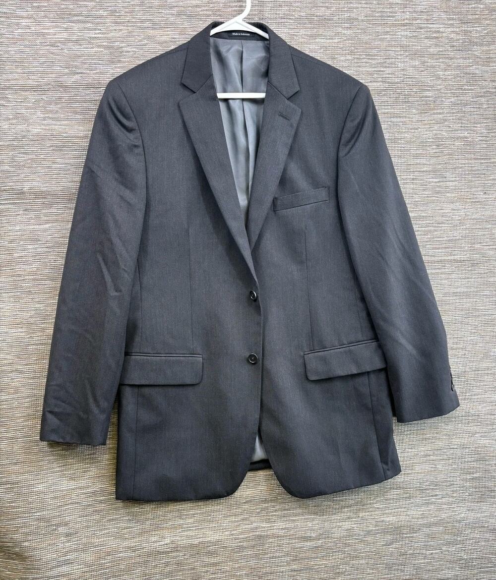 Wilke-Rodriguez Blazer Mens 42 Long Gray Wool Two Button Suit Jacket Indonesia